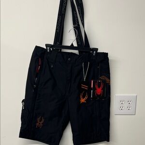 Spyder softshell ski training shorts with suspenders NWT